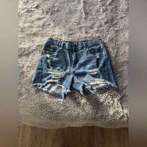 Arizona High Rise Distressed Blue Jean Shorts